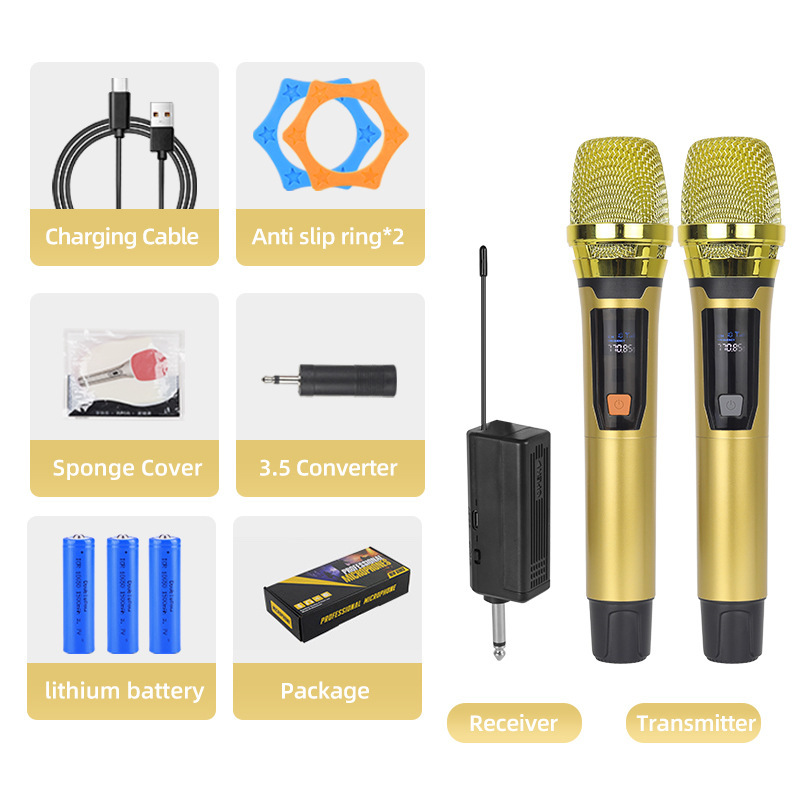 ワイヤレスマイク充電タイプ1モップ2家庭用KTVサウンドカード舞台生放送k歌2.4G専門手持ちマイク|undefined