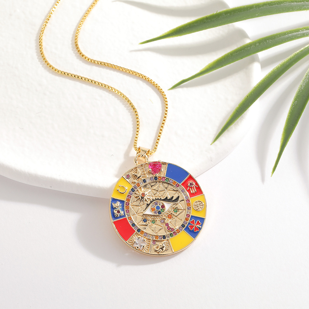 New Evil Eye Pendant Drop Oil Diamonds Geometric Womenu0027s Copper Necklace