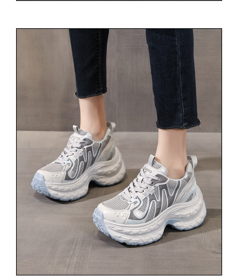 Giày sneaker nữ đế dày tăng chiều cao lưới thoáng khí phong cách thể thao — xanh lam chi tiết 13