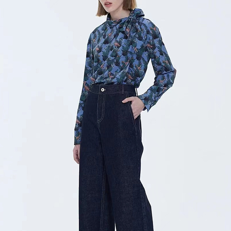 IC Xiaohe Tropical Bird Silk Shirt Women's 2025 New Style Collar Strap Personality Design Retro Ethnic Style IC Xiaohe Tropical Bird Silk Shirt Women's 2025 New Style Collar Strap Personality Design Retro Ethnic Style