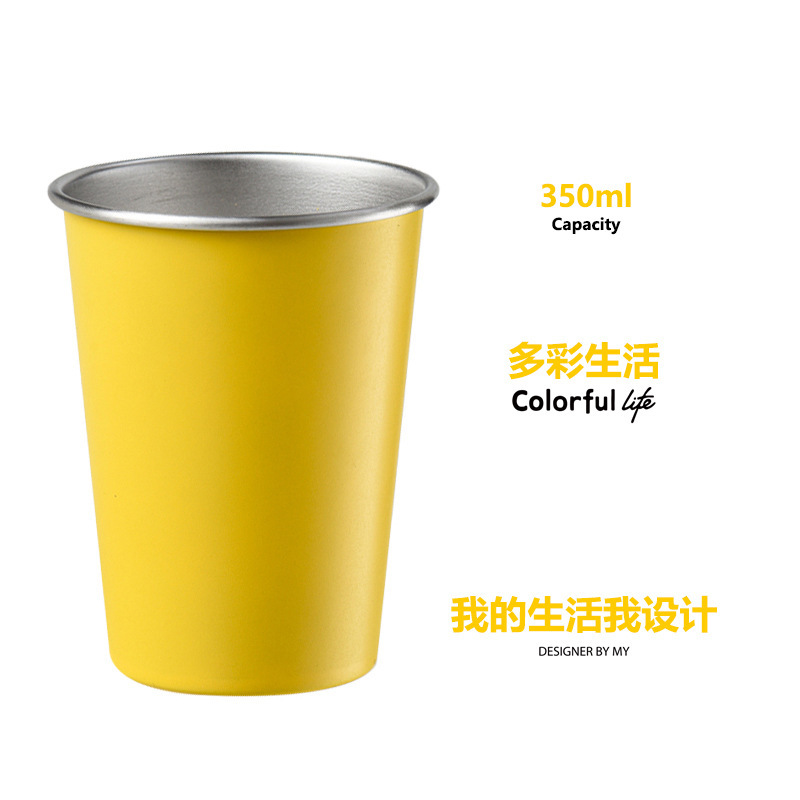 户外露营杯子304不锈钢杯小米黄9色套装便携野营杯直饮杯印刷LOGO|undefined