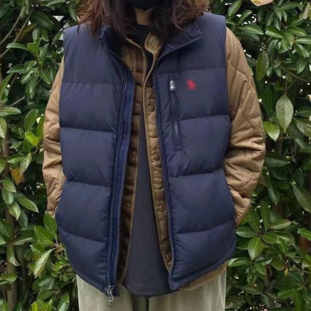 RL 포니 자수 미국 가을과 겨울 칼라 따뜻한 다운 조끼 남녀 커플 코트 조끼 캐주얼 국경