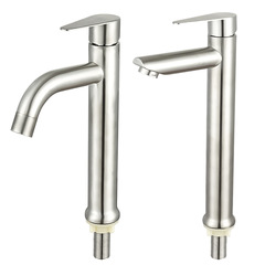 304 Stainless Steel Single Cold Water Basin Faucet Bathroom Kitchen Countertop Undermount Basin Single Cold Water Faucet