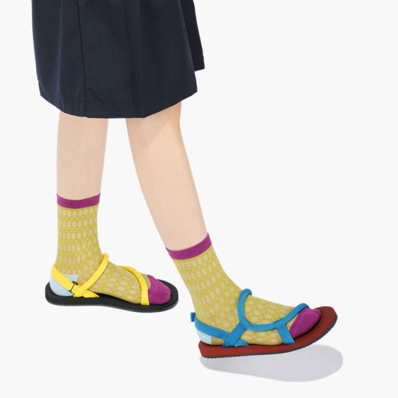 Shell Hollow Cass Summer Lightweight Breathable Contrast Color Ins Good-looking Color Matching Women's Cotton Socks Silk Stockings