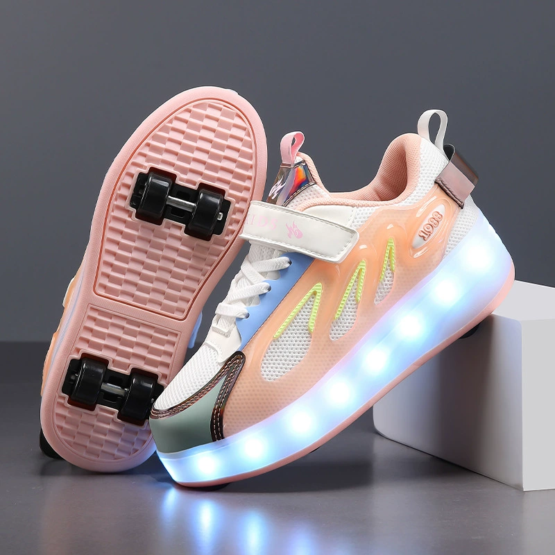Детские Heelys с 4 колёсами и подсветкой, светящиеся роликовые кроссовки для мальчиков и девочек, размеры 28–40