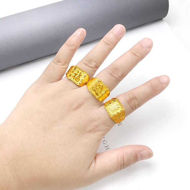 黄銅の金メッキの福の金儲けの指輪の男性の多種類の車の花は宝の蛇口の関公の戒子の金メッキの指輪を招きます。