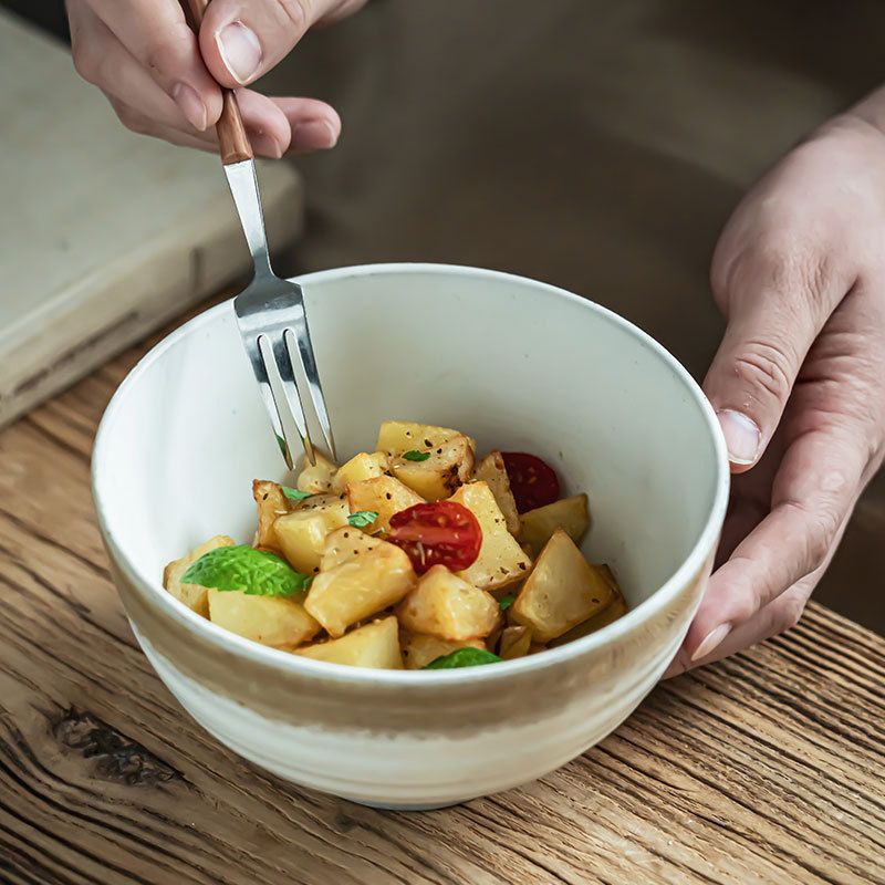 Tacos de cerámica creativos de alto valor retrógrado cuenco de frutas para el hogar cuenco de arroz redondo diario para desayuno