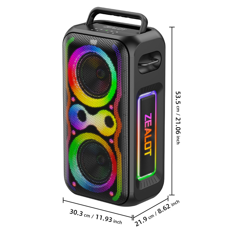 Alta potencia square danza barra de sonido doble de 8 pulgadas altavoz Bluetooth de alta calidad al aire libre gran radiodifusión fiesta luz RGB