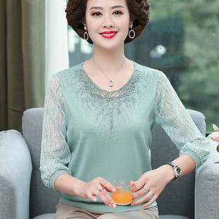 Mother's Spring Wear Thin Base Shirt for Middle-aged Women's Western Style Summer Wear Mulberry Silk T-Shirt Top for Middle-aged and Elderly Ice Silk Short Sleeve