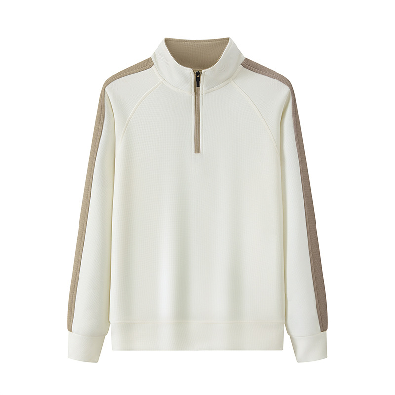 Otoño e invierno peinado algodón collar camisa cultural de manga larga camisa publicitaria ropa de clase semi-cremallera suéter personalizada ropa de trabajo impresa logotipo