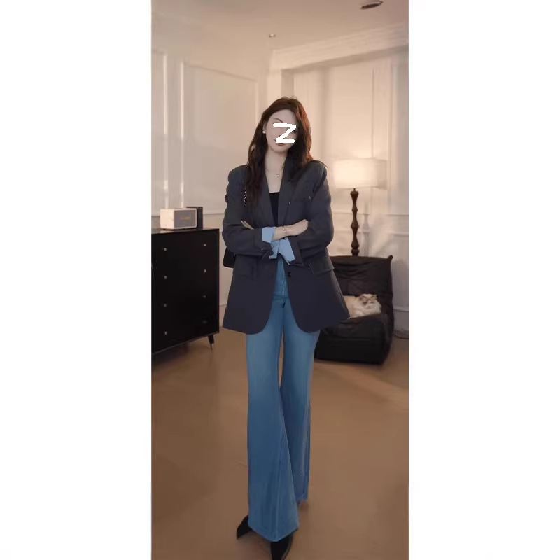 Gray Slightly Plus-Size Women's Blazer 2026 Spring New Casual Loose Versatile Designer Suit Jacket Gray Slightly Plus-Size Women's Blazer 2026 Spring New Casual Loose Versatile Designer Suit Jacket