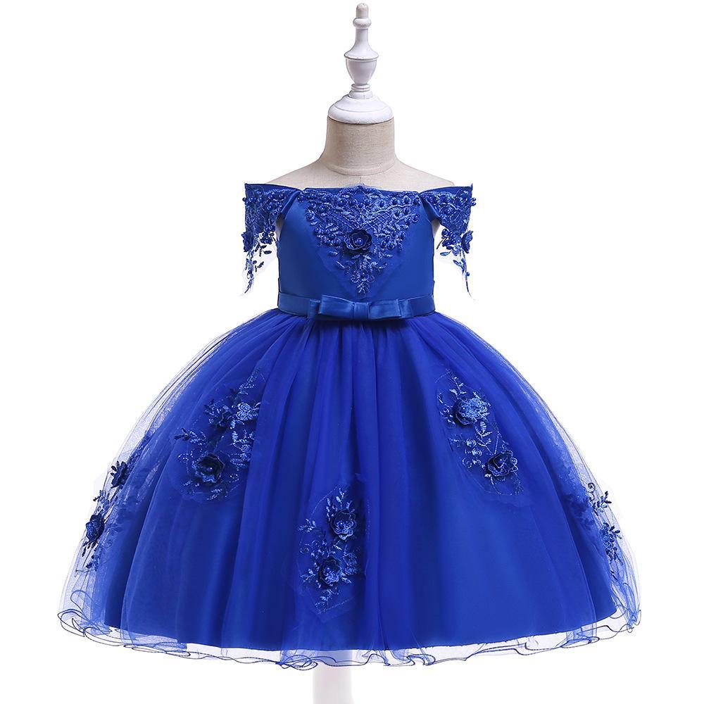 Vestido de novia infantil de nuevo estilo para niñas, vestido floral con cuentas y lazo, vestido de princesa con volantes para niña de las flores.