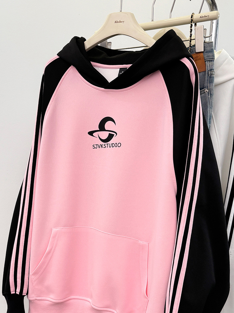 Felpa unisex coppia outfit primavera autunno sottile 2024 felpa con cappuccio stampata larga stile coreano top 100 kg_voghion.com