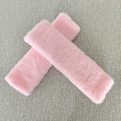 Seat belt shoulder pad – Car Seat Belt Plush Leopard Print - rabbit-fur-pink-shoulder-pads-65x23cm