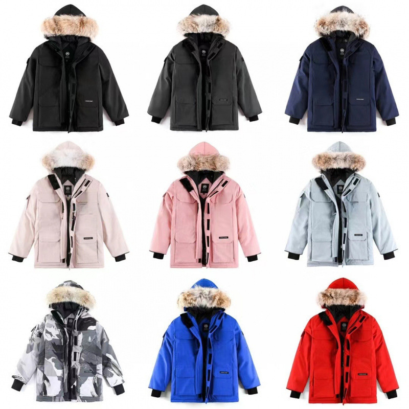 Canada Goose Style down Jacket, Same Model as Canadian Expedition 08, Ultra-Thick Wolf Fur, Unisex Mid-Length Parka Coat 4660m
