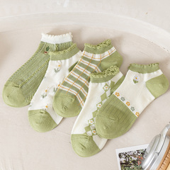 襪子女春季新款女士短襪花邊刺繡日系學院風夏天薄款短筒棉襪批發