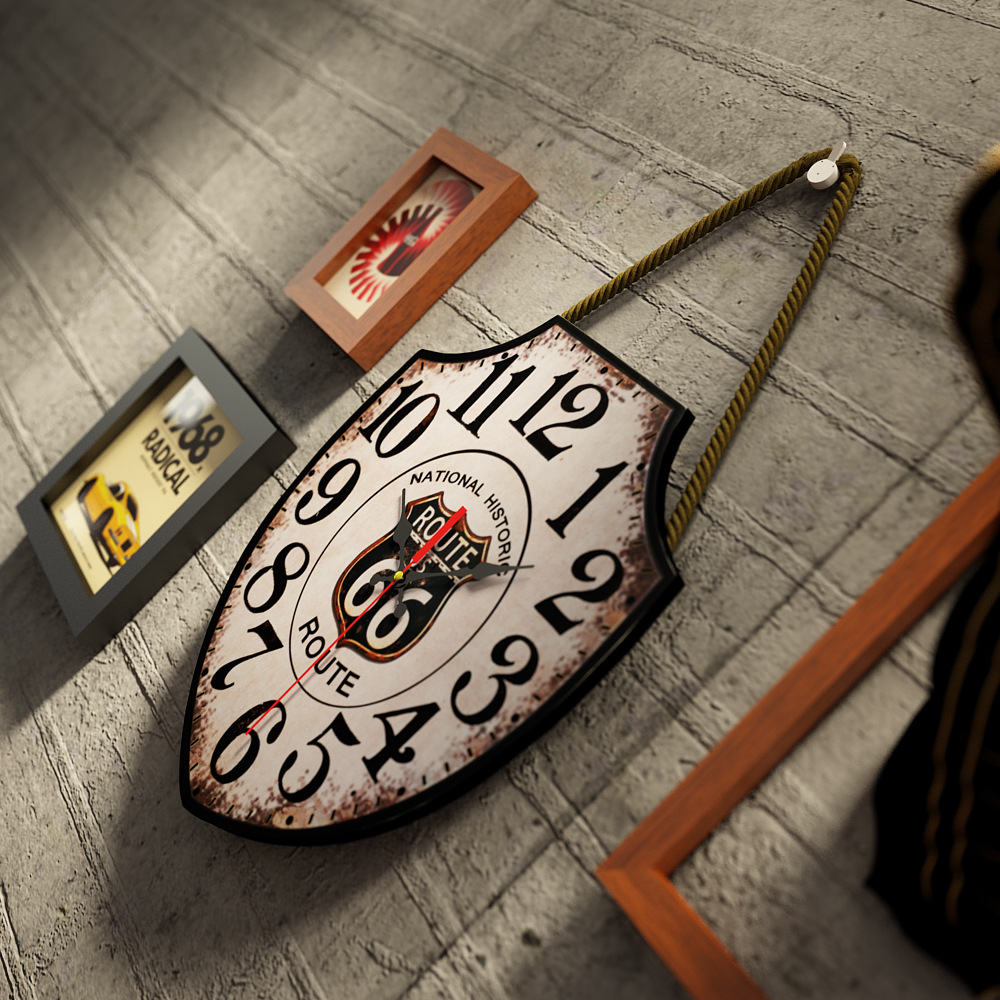 高分子_2681_照片牆混搭組合相框工業風裝飾畫loft麋鹿頭盾牌鍾