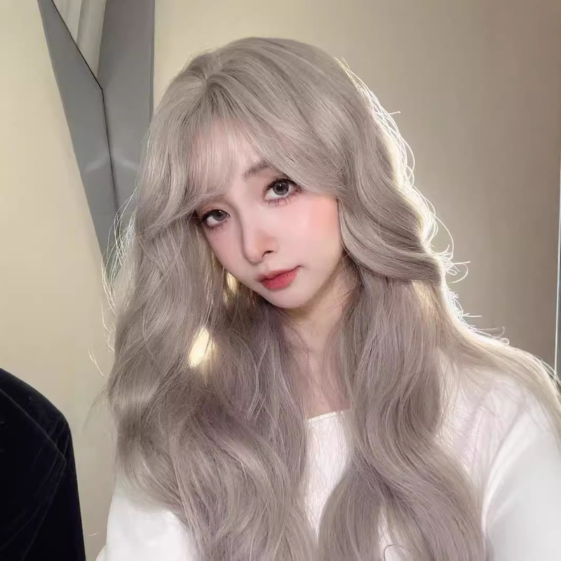 Aoki gray wig women's long curly hair wave curly hair simulation sweet and spicy wind lolita net red natural all-match full head cover Aoki gray wig women's long curly hair wave curly hair simulation sweet and spicy wind lolita net red natural all-match full head cover