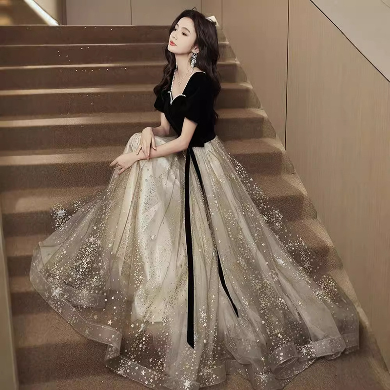 Art Exam Host Evening Dress High School Student Graduation Ceremony High School Black 2026 New Adult Female Bridesmaid Dress Art Exam Host Evening Dress High School Student Graduation Ceremony High School Black 2026 New Adult Female Bridesmaid Dress