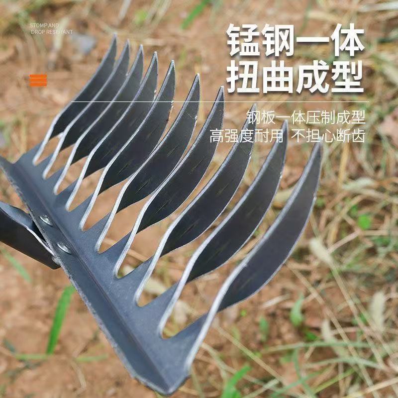 rastrillo agrícola de estilo antiguo tornillo de dientes de rosca de acero rastrillo de hierro rastrillo de diez dientes horticultura rastrillo rastrillo de suelo suelto y herramientas agrícolas