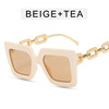 Chain, sunglasses, brand retro fashionable glasses solar-powered, European style, internet celebrity