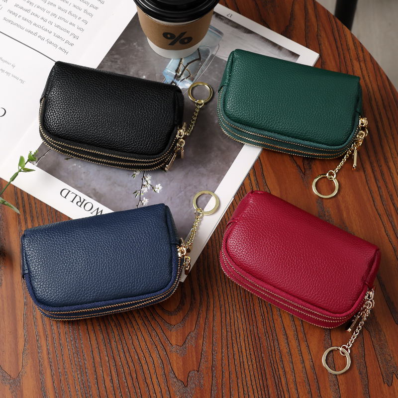 Nuevo bolso pequeño, tres capas de cremallera, bolso de aire extranjero, bolso de cambio de mujer, nuevo cuero pequeño, llave de bolsa de monedas