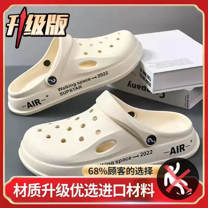 Мужская обувь из крокодиловой кожи, летние студенческие тапочки, повседневная нескользящая пляжная обувь для общежития, дышащие тапочки с открытым носком, полусандалии