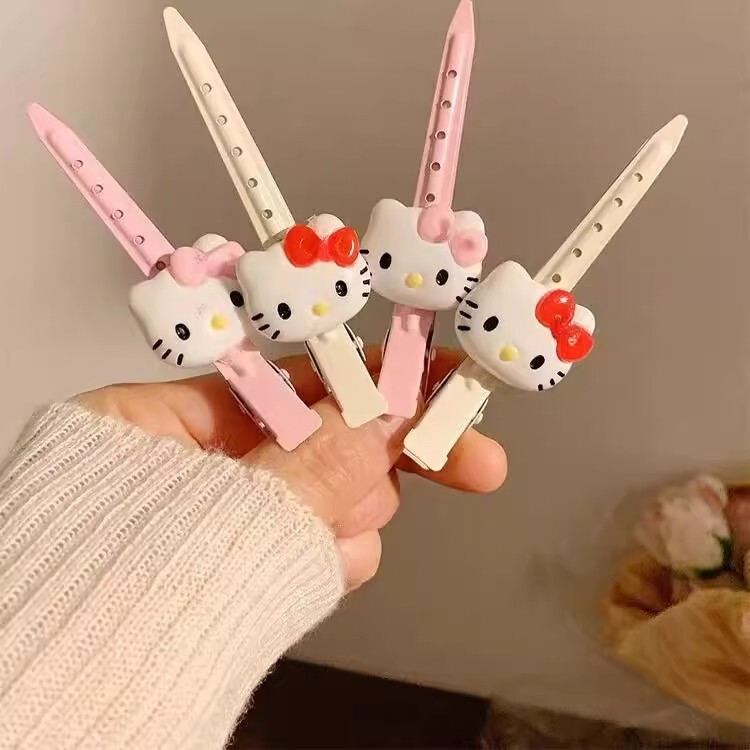 Cute Pink Kitty Hairpin for Women, Seamless One-Line Positioning Clip, Bangs Side Clip, Side Hairpin, Makeup Clip, Headwear