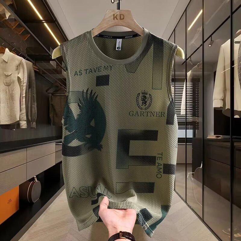 Summer New Style Personalized Printed Sleeveless Vest for Men, Breathable, Light and Casual T-Shirt, Trendyy Sports Vest Top Summer New Style Personalized Printed Sleeveless Vest for Men, Breathable, Light and Casual T-Shirt, Trendyy Sports Vest Top