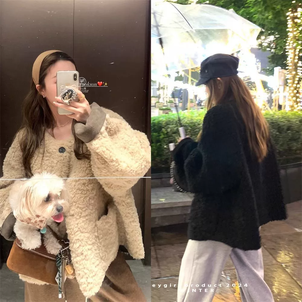 Пальто из овечьей шерсти женского осеннего и зимнего меха в одном 2025 новой экологически чистой шерсти