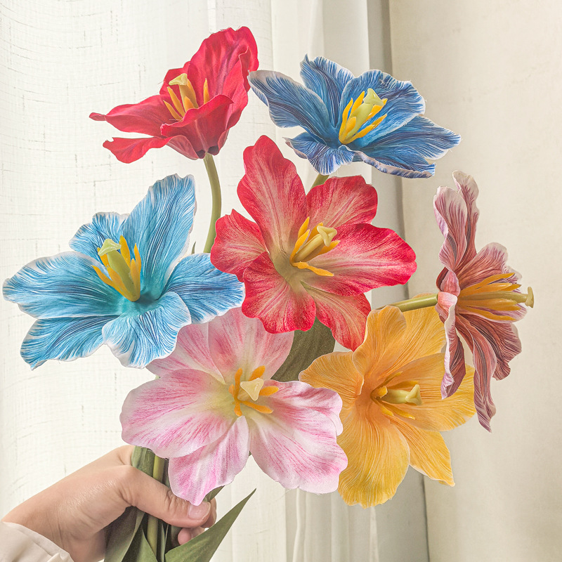 Simulación de flores de alta calidad absorción de colores tulipanes flores de seda florista flores biónicas decoración para el hogar flores