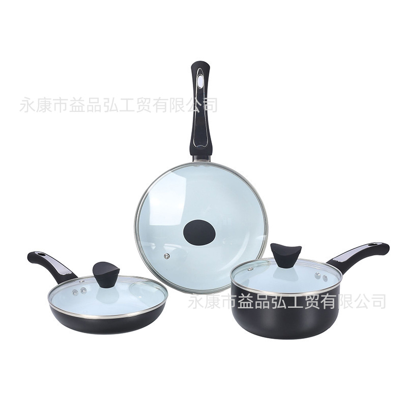 Juego de utensilios de cocina sartén antiadherente hogar cocina universal olla sartén leche olla de seis piezas olla set regalo