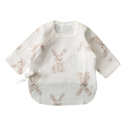 Ins gauze baby half-back shirt summer thin model boneless top 0-6 months newborn clothing single monk's robe