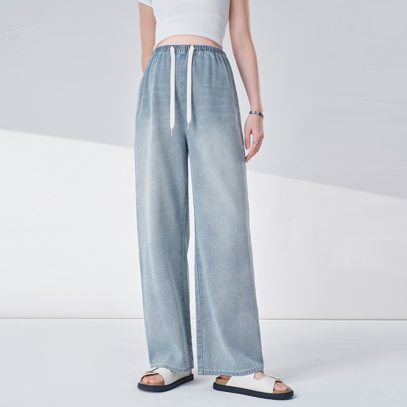 Ellieluke Maternity Jeans for Spring and Summer, Petite Size, Without Belly Support, Straight Wide-Leg Pants for Spring and Summer Wear