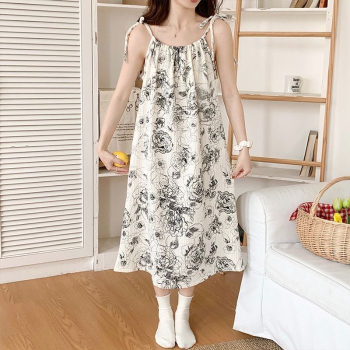 Camisón de longitud media para mujer verano dulce y lindo cabestrillo nube algodón estilo princesa pijama verano holgado servicio a domicilio