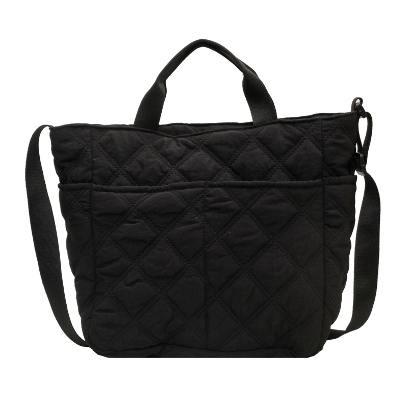 Bolso de mano rómbica bordado hilo de hombro bolsa de tela de nylon de gran capacidad bolsa de mensajero de clase de estudiante femenina bolso de viajero