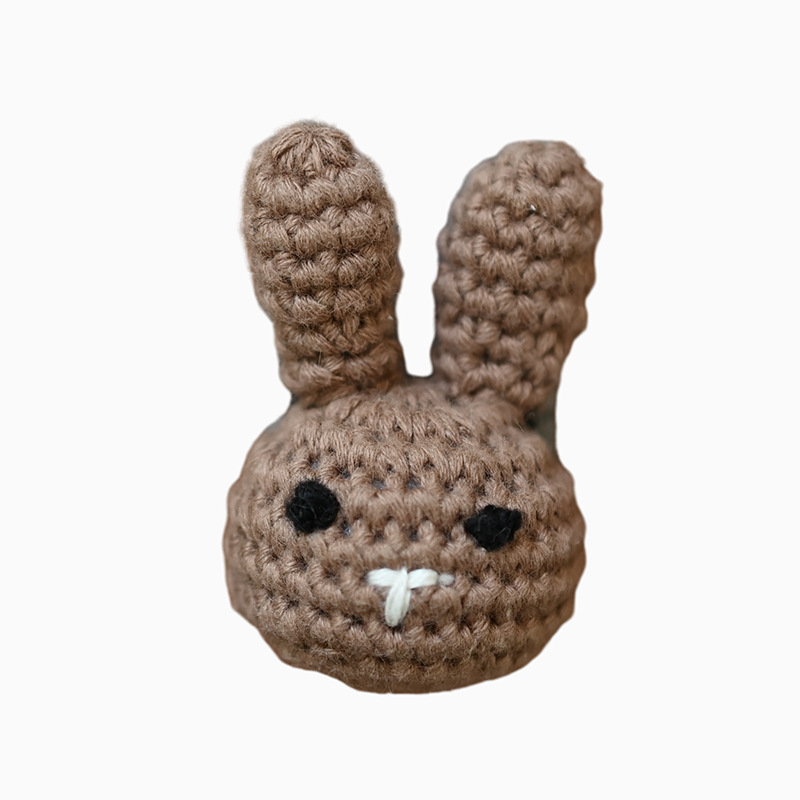 Muñecas de peluche de crochet creativas hechas a mano dibujos animados de punto conejo cabeza de animal accesorios de cadena de tetas DIY