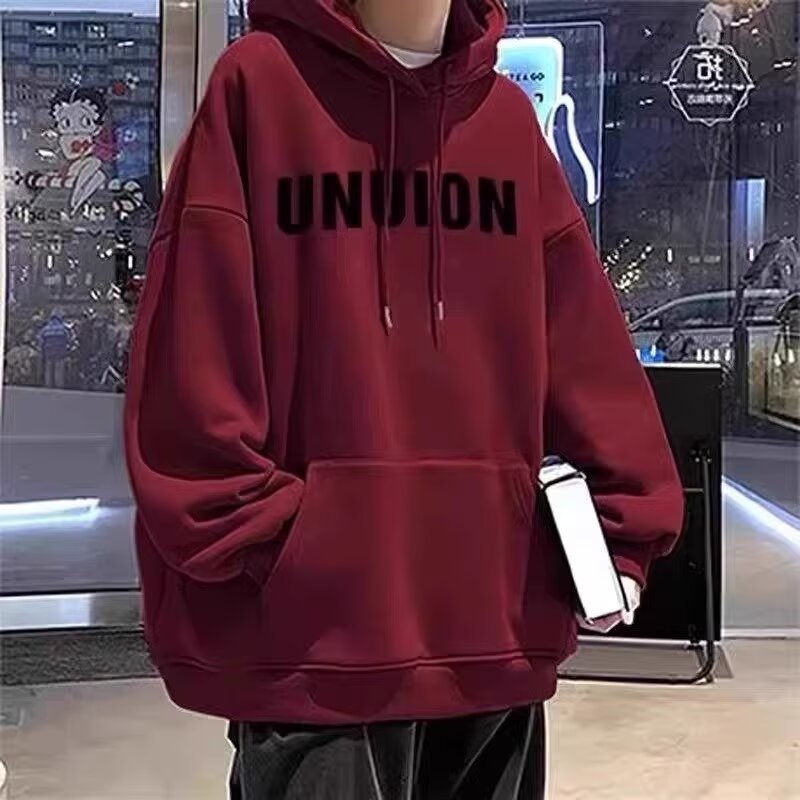 아메리칸 스타일 레트로 알파벳 후드 스웨트 셔츠 남자의 봄과 가을 새로운 홍콩 스타일 하이 스트리트 더피 슈아이 차오 브랜드 기모 학생 재킷