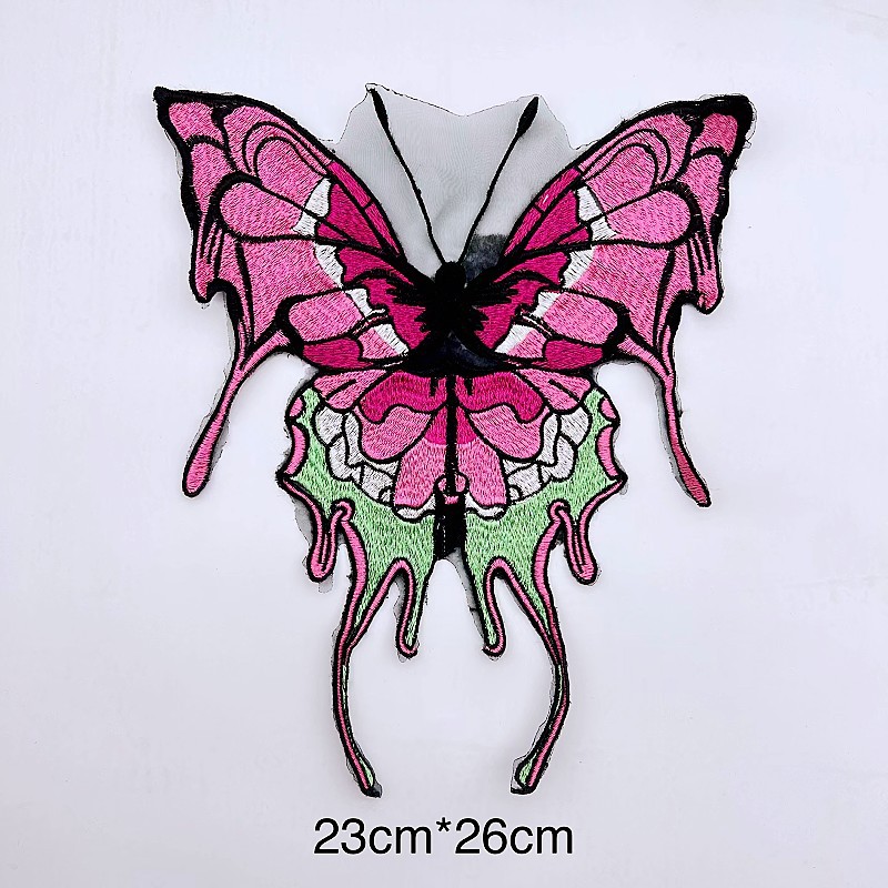 Colorido mariposa tela pegatinas de ropa de mujer ropa infantil bordado multicolor sello de bordado de computadora DIY pegatinas de tela al por mayor