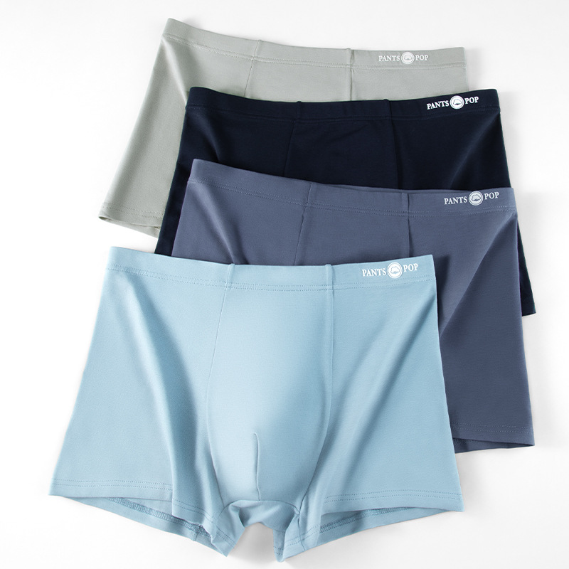 Pantalones interiores de hombre de negocios de algodón de color sólido de algodón de clase A, pantalones cortos antibacterianos de cintura media transpirables de hombre