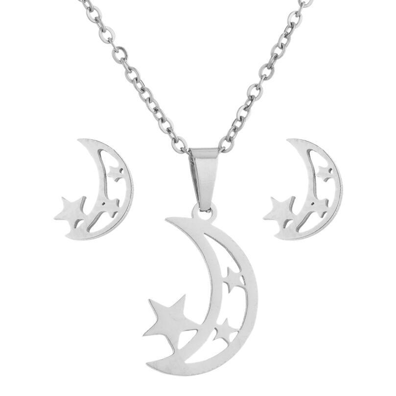 Unisex Gender Plating Design 1 Set Fashion Star Moon Heart Shape Titanium Steel Plating Earrings Necklace
