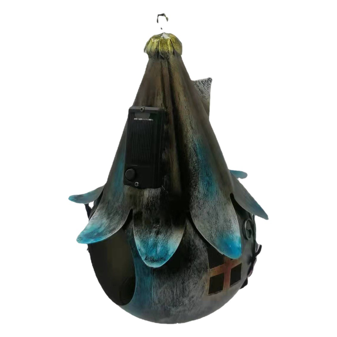 Fábrica transfronteriza Nuevo en stock Casa de pájaros de hierro solar al aire libre de hierro de metal Casa de pájaros solares luces decorativas