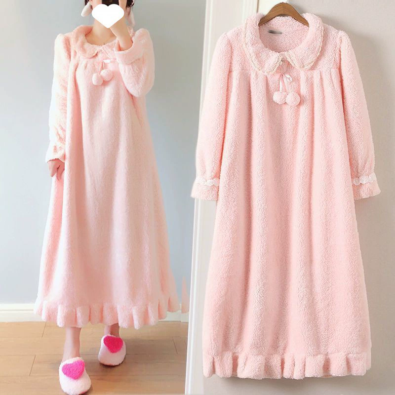 Ночная рубашка женская, зимняя бархатная, осенний новый стиль, утолщенная длинная фланель до колена, теплая большая размерность, свободная одежда для беременных, домашняя одежда.