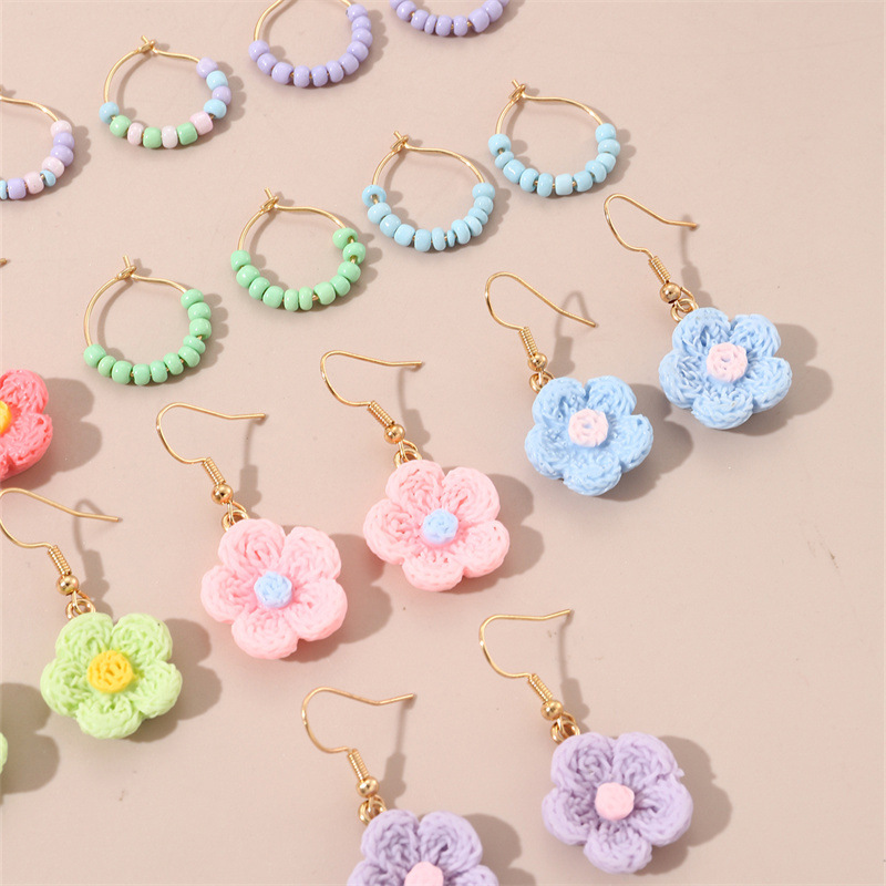 1 Set Simple Style Flower Plating Plastic Drop Earrings display picture 7