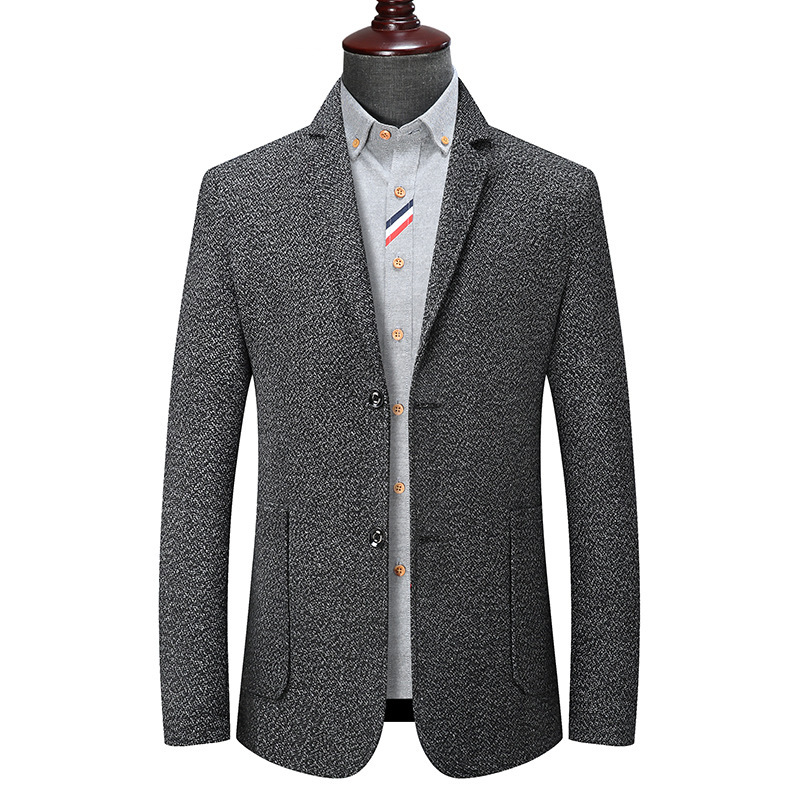 Autumn New Men's Plus-Size Solid Color Fashion Casual Woolen Large-Size Blazer Autumn New Men's Plus-Size Solid Color Fashion Casual Woolen Large-Size Blazer