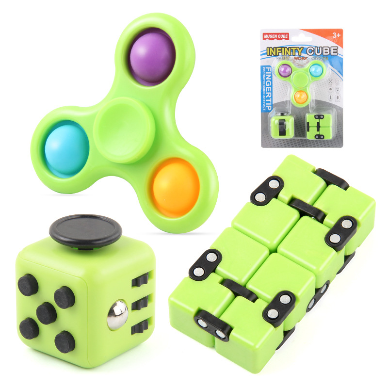 Transfronterizo nuevo traje de descompresión de segundo orden infinito cubo dados de tres agujeros burbuja música dedo Gyro nuevo juguete exótico