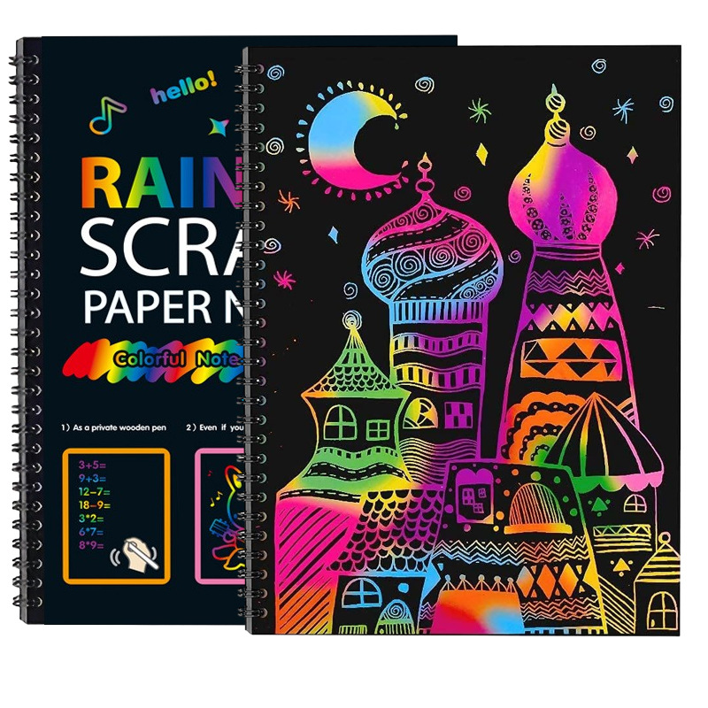 19*26儿童刮刮画纸创意DIY手工线圈刮画本涂鸦绘画刮刮乐批发