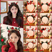圣诞节发饰头箍可爱儿童发光头饰卡通鹿角节日装饰发箍女发夹配饰