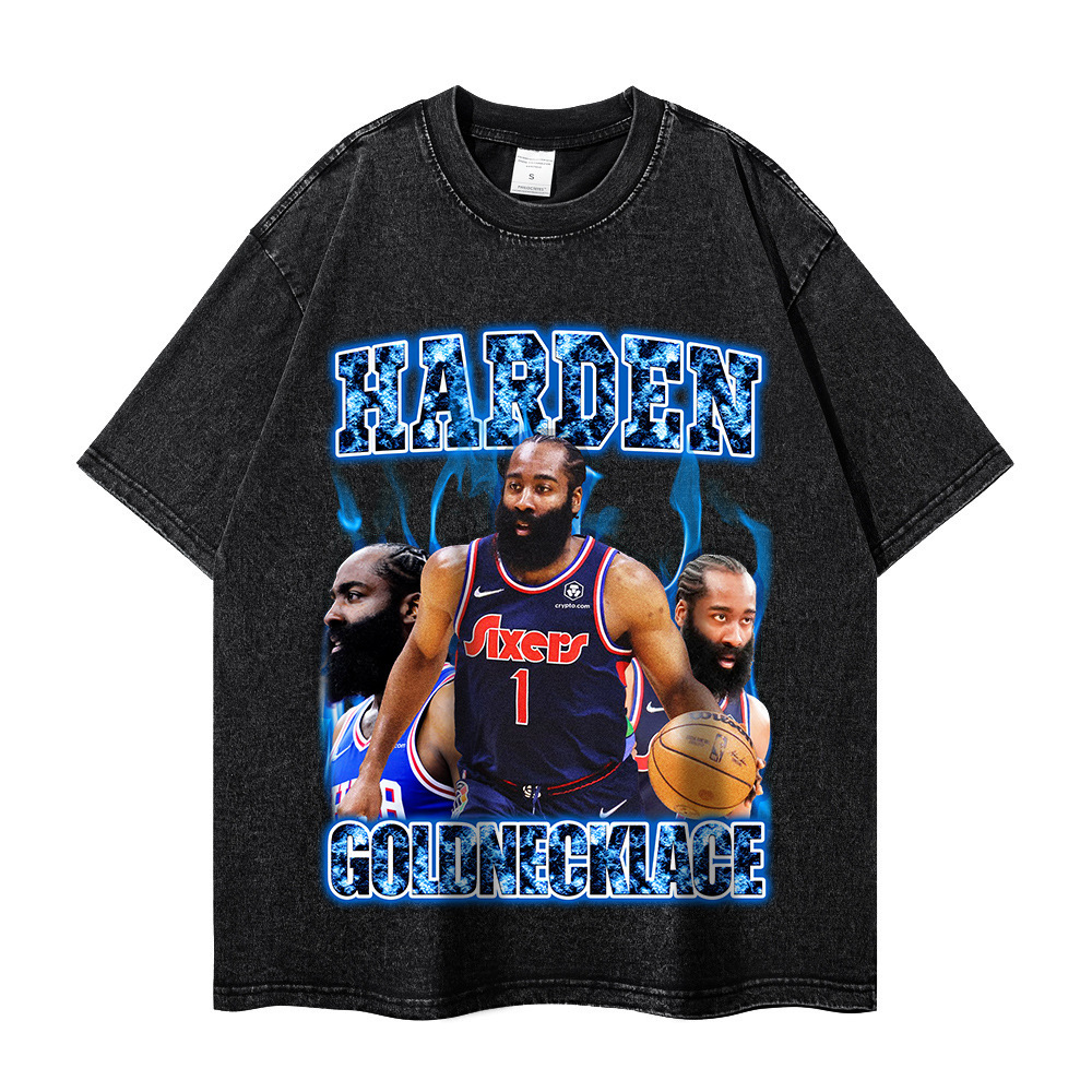 230G al por mayor transfronteriza lavada vieja manga corta verano algodón suelto todo partido retro calle moda marca ins comercio exterior