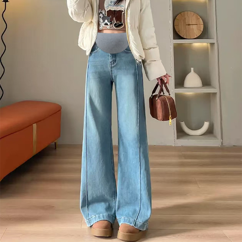 Maternity Pants for Spring and Autumn, Flared Pants for Outerwear, Plus-Size for Tall Women, High-Waisted, Non-Clingy, Floor-Length Pants for Autumn